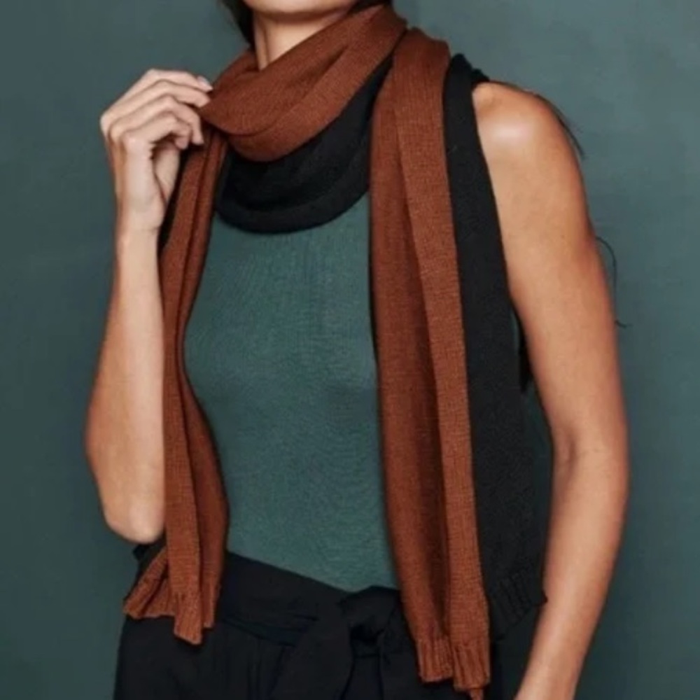 NWT Summersalt two-tone colorblock brown black knit scarf 44 x 70